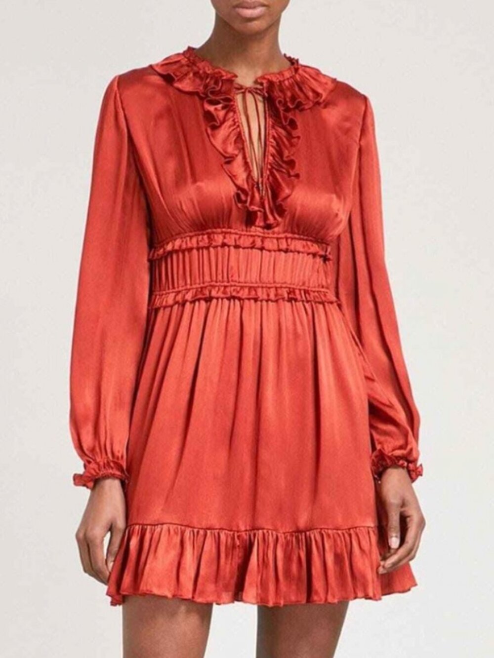 ✨ SALE Ulla Johnson Callista Silk Ruffle Mini Dress - Crimson